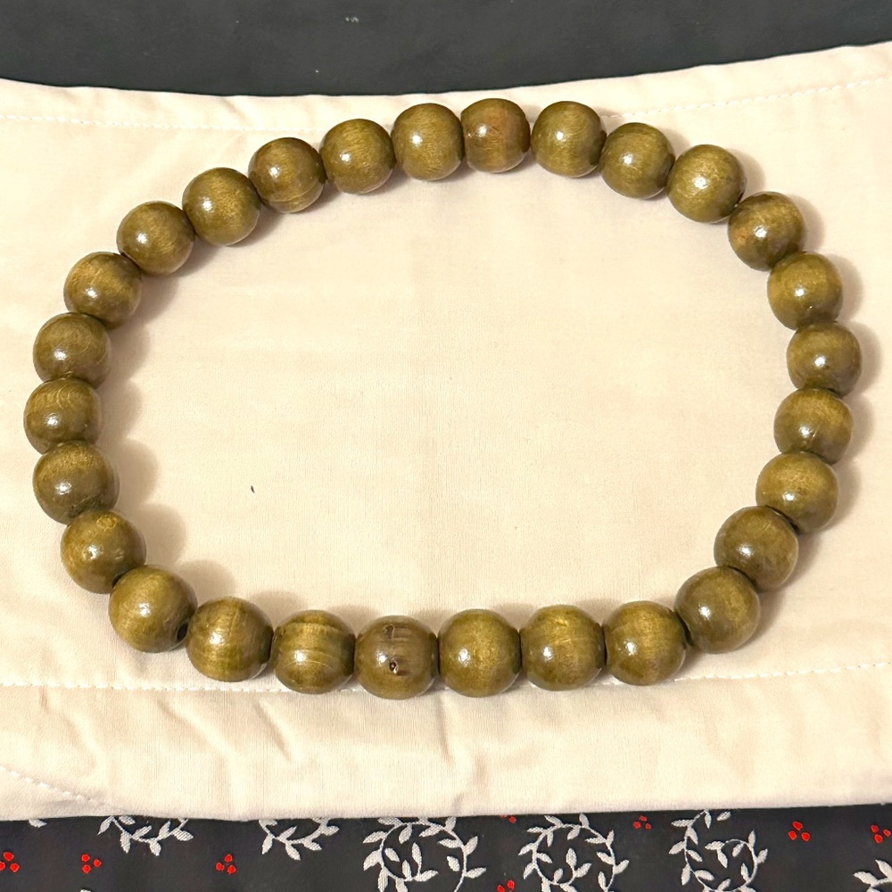 2/$20 Natural Wood Beaded Necklace in Golden Brown 1/4” Each Vintage